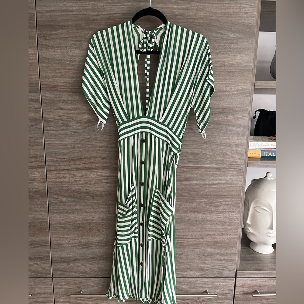 NWT Faithful the Brand Green Striped Dress